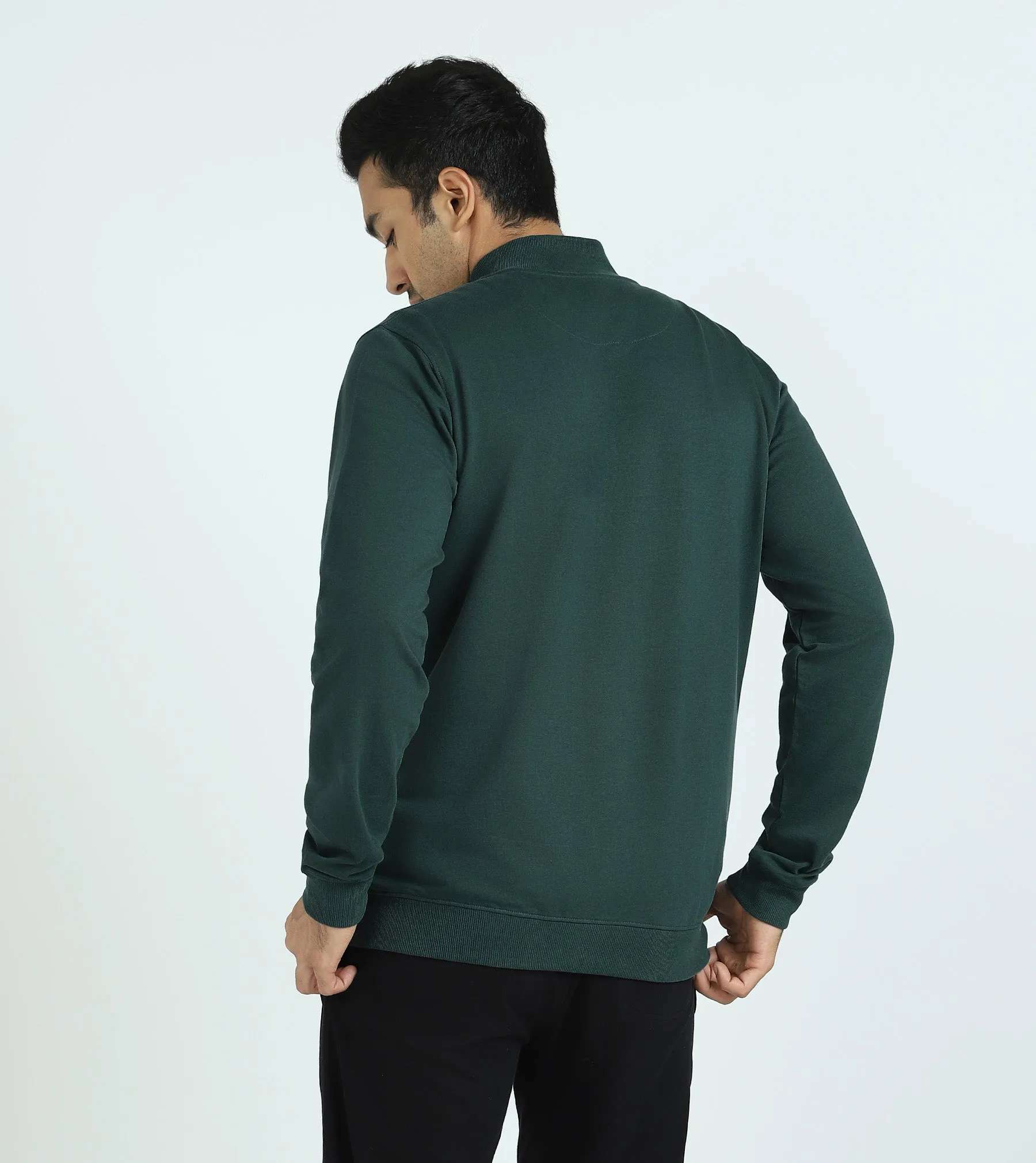 Cruze French Terry Cotton Zip Ups Forest Green