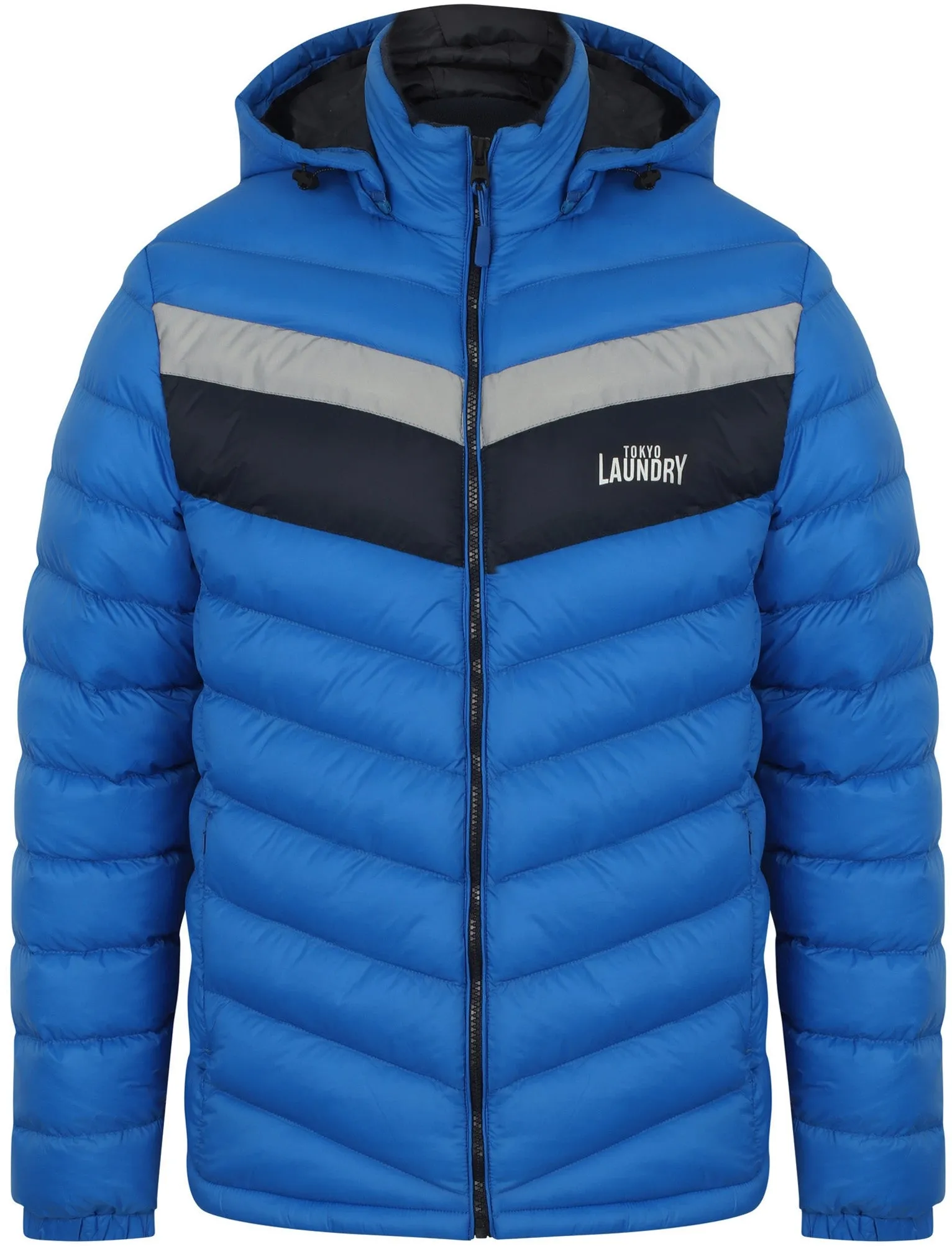 Langham Quilted Puffer Jacket with Hood In Olympian Blue - Tokyo Laundry