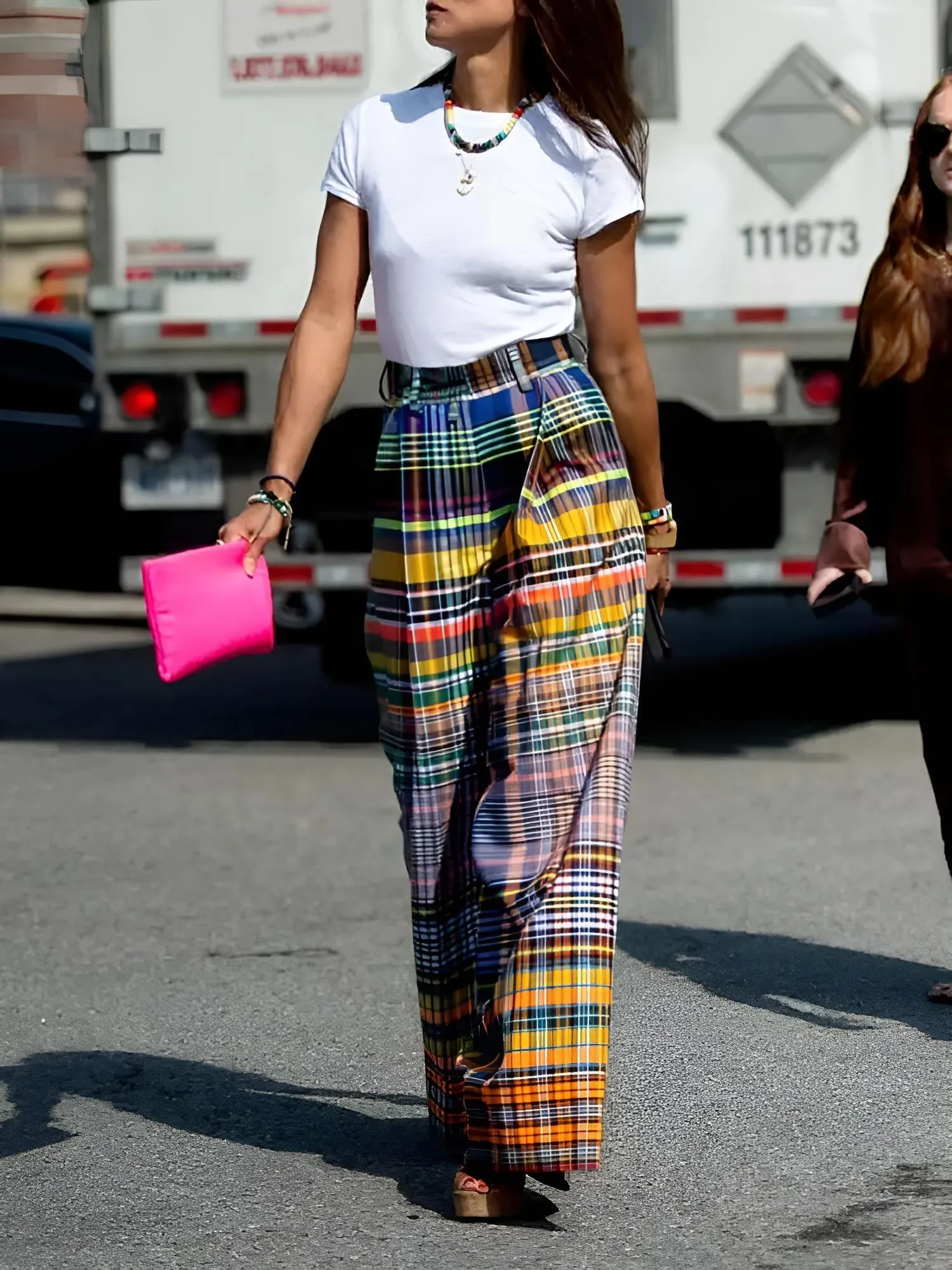 Multi-Colored Women's Vintage Wide Leg Plaid Pants Spring and Summer Loose Casual Wide Leg Pants for Women