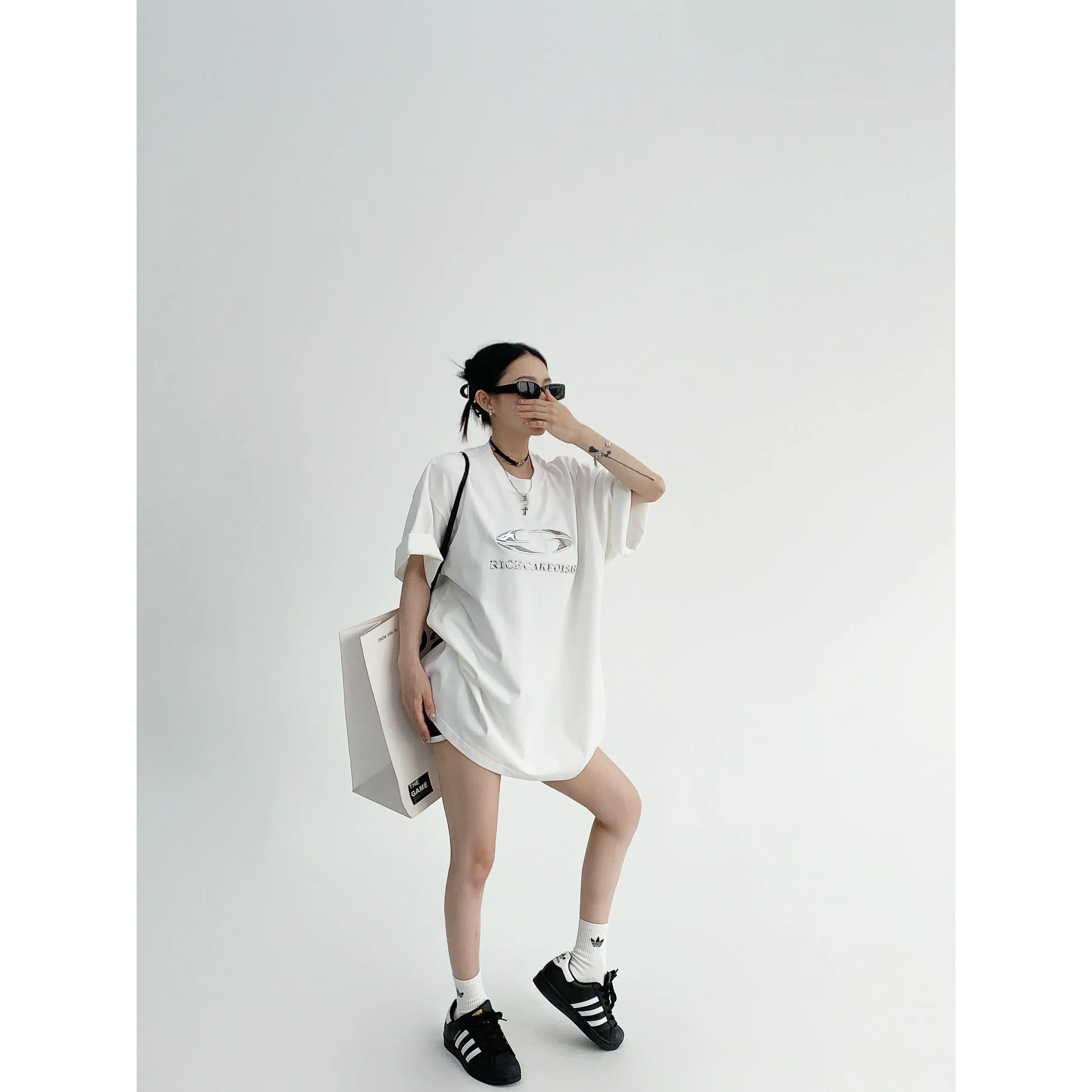 Silver Logo Oversized short-sleeve T-shirt
