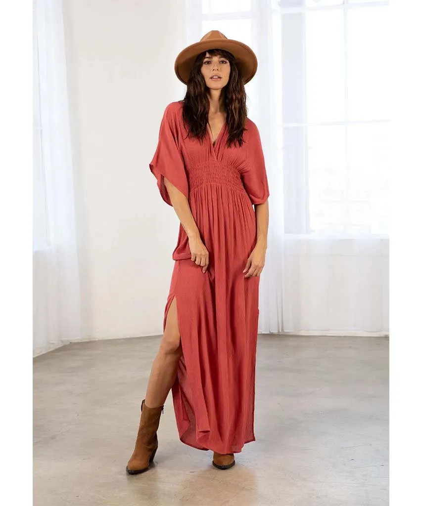 Starchild Kimono Sleeve Maxi Dress Burnt Sienna