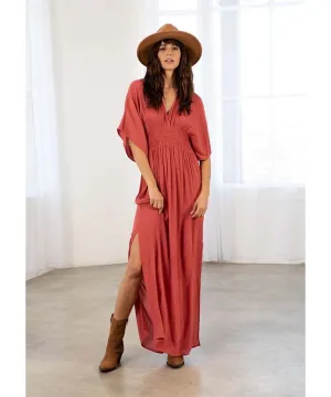 Starchild Kimono Sleeve Maxi Dress Burnt Sienna